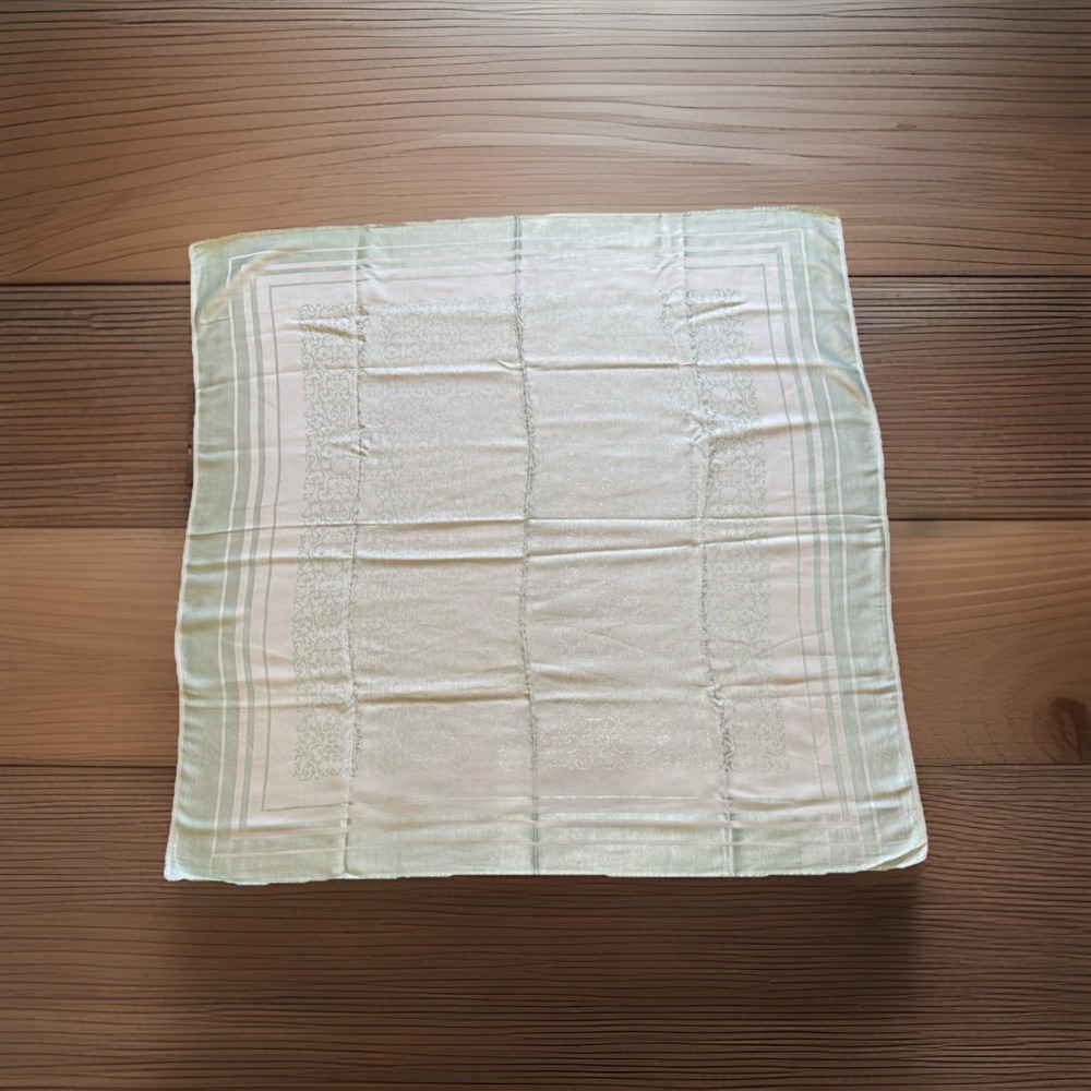 1950s Tablecloth 52"x53"-Mint Green- Cotton/Rayon Vintage MidCentury Modern